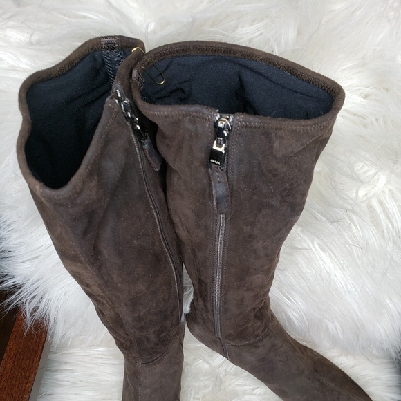 Auth PRADA Brown Suede Knee High Boots, Size 7 - Picture 2 of 6